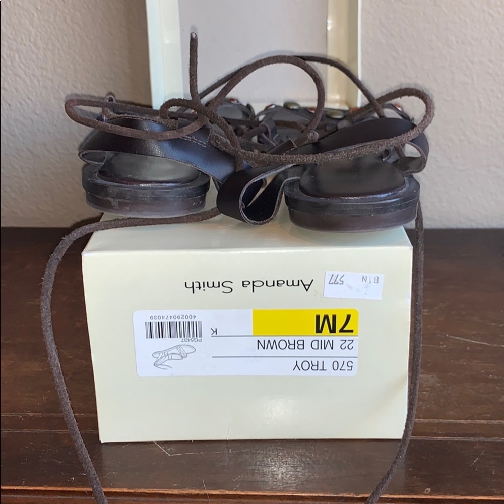 Amanda Smith Dark Brown Leather Gladiator Sandals *2 for $5* - Picture 4 of 12